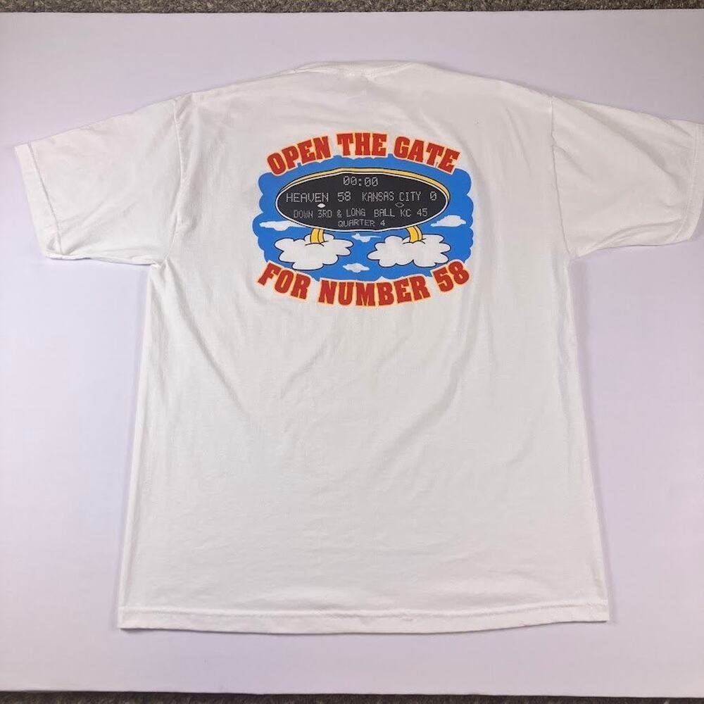 KC Chiefs Derrick Thomas Memorial Heaven Tribute T-Shirt XL Open The Gate for 58